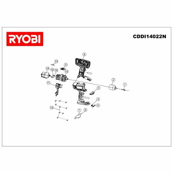 Ryobi CDDI14022N Spare Parts List Type: 5133000148